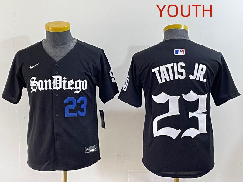 Youth 2025 San Diego Padres #23 Tatis jr Black Five generations Joint Name Nike MLB Jersey style 2->youth mlb jersey->Youth Jersey